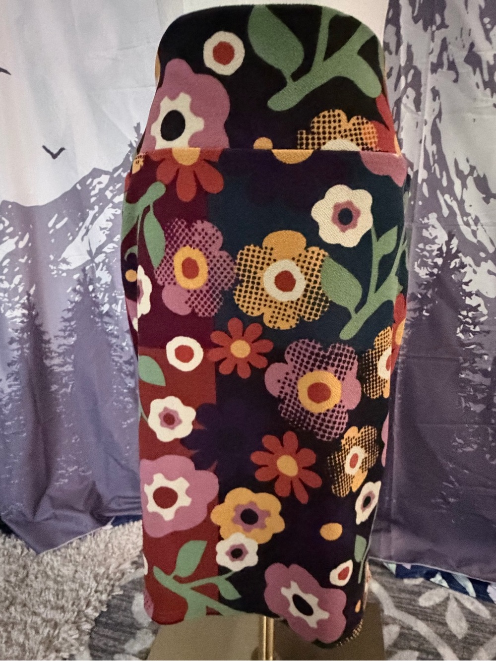 LuLaRoe Cassie Floral Pencil Skirt Medium Fall Retro Boho - Picture 2 of 3